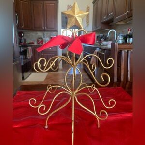Vintage Wrought Iron Glitter Gold Ornament Christmas Tree